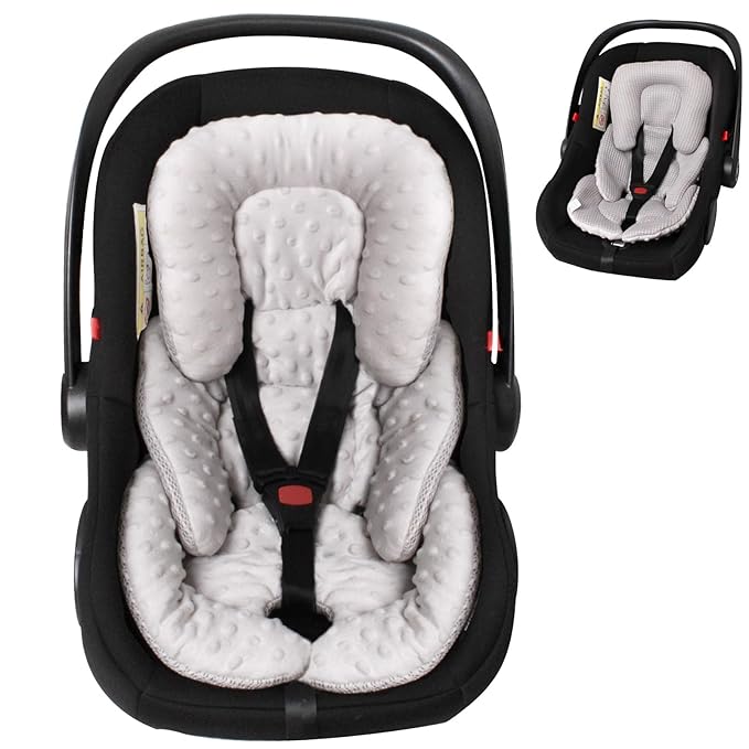 Infant Carseat Insert, 2-in-1 Reversible Baby Car Seat Cushion for Newborn Toddler Head & Body Support Car Seat Pad for Carseats, Strollers, Swings, Bouncers