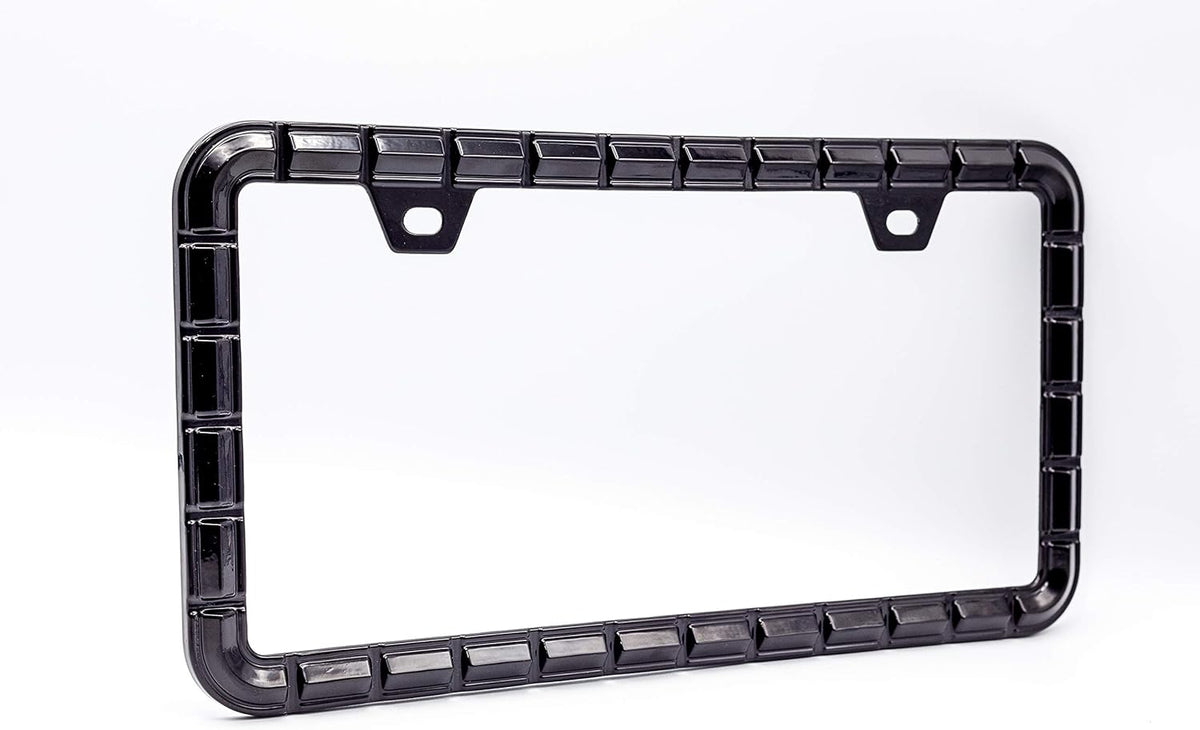 Creathome 3D Brilliance Black License Plate Frames, Pure Zinc Alloy Metal with Chain Patterned