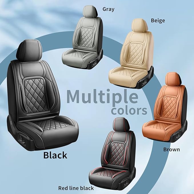 Fit HRV Car Seat Covers Compatible with Honda HRV 2016-2025 2026, Premium Leather Breathable, Wear Resistant, Airbag Compatible, All-Weather Protection & Full Coverage, Full Set Red Line Black