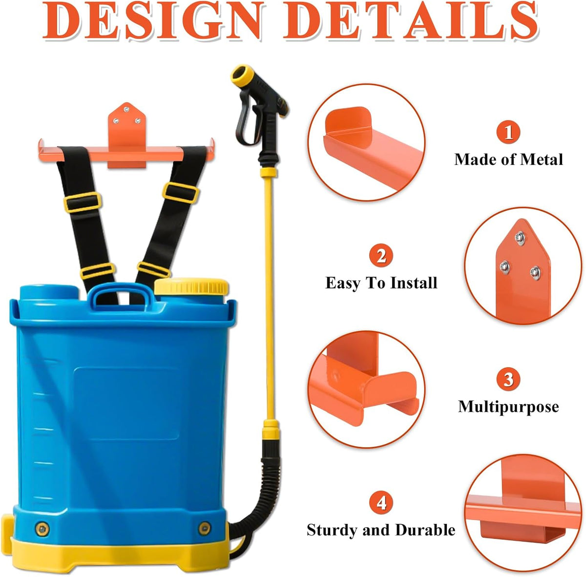 Backpack Sprayer Holder, Backpack Leaf Blower Hanger, Heavy Duty Chainsaw Wall Mount Stand Accessories Garage Organization Storage