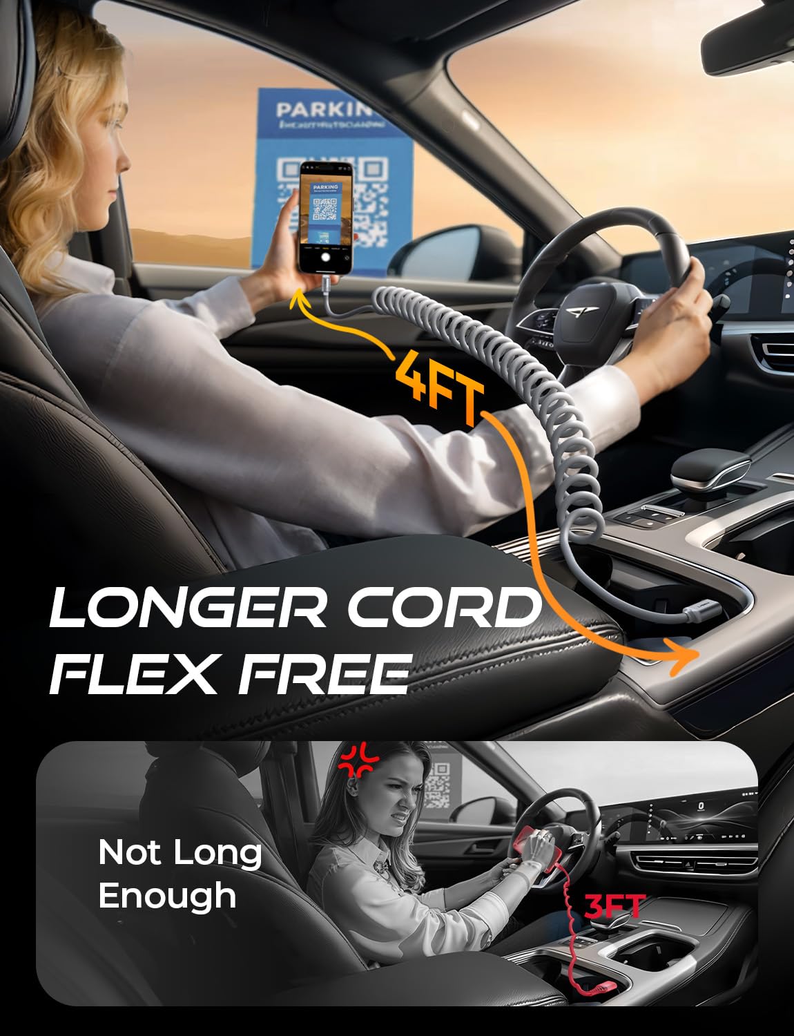 LISEN Coiled USB C Cable, 2 Pack for Android Auto & CarPlay Cable, 4FT Short USB A to USB C Cable Compatible with iPhone 16/15, Samsung Galaxy S25/S24/S23 A15/A14, Google Pixel 9/8, Moto, OnePlus, TCL