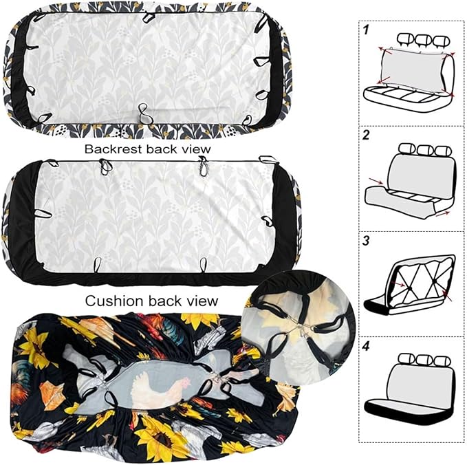 KEIAHUAN Eagle Pattern Full Set Seat Covers for Car Front Seat Covers and Split Rear Bench Seat Covers Washable Stretchy Universal Vehicle Seat Cushion Cover Universal Fit for Cars, Trucks, SUV, Van