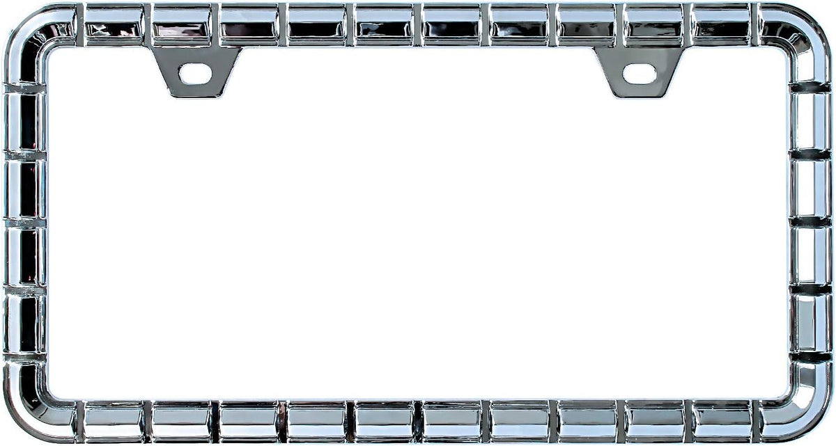 Creathome 3D Chrome License Plate Frames, Pure Zinc Alloy Metal with Chain Patterned