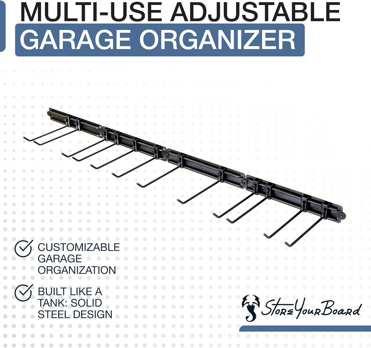StoreYourBoard 64" Modular Garage Garden Tool Organizer Wall Mount – Heavy Duty Garden Tool Rack for Garage Organization and Storage, Wall Tool Organizer for Shovels, Rakes, Yard Tools, Holds 600 lbs