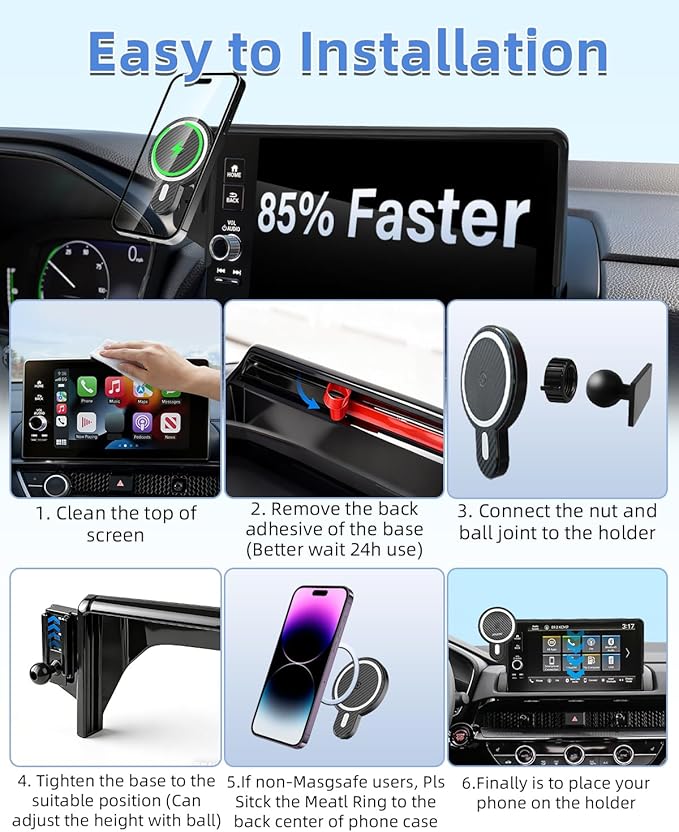 PZK Car Phone Mount for 2019-2025 2026 Toyota Corolla/Corolla Hatchback/Corolla Cross 2022-2025 2026 Accessories 8-inch Screen Magnetic 15W Fast Wireless Charging Car Phone Holder Not Affect Vent