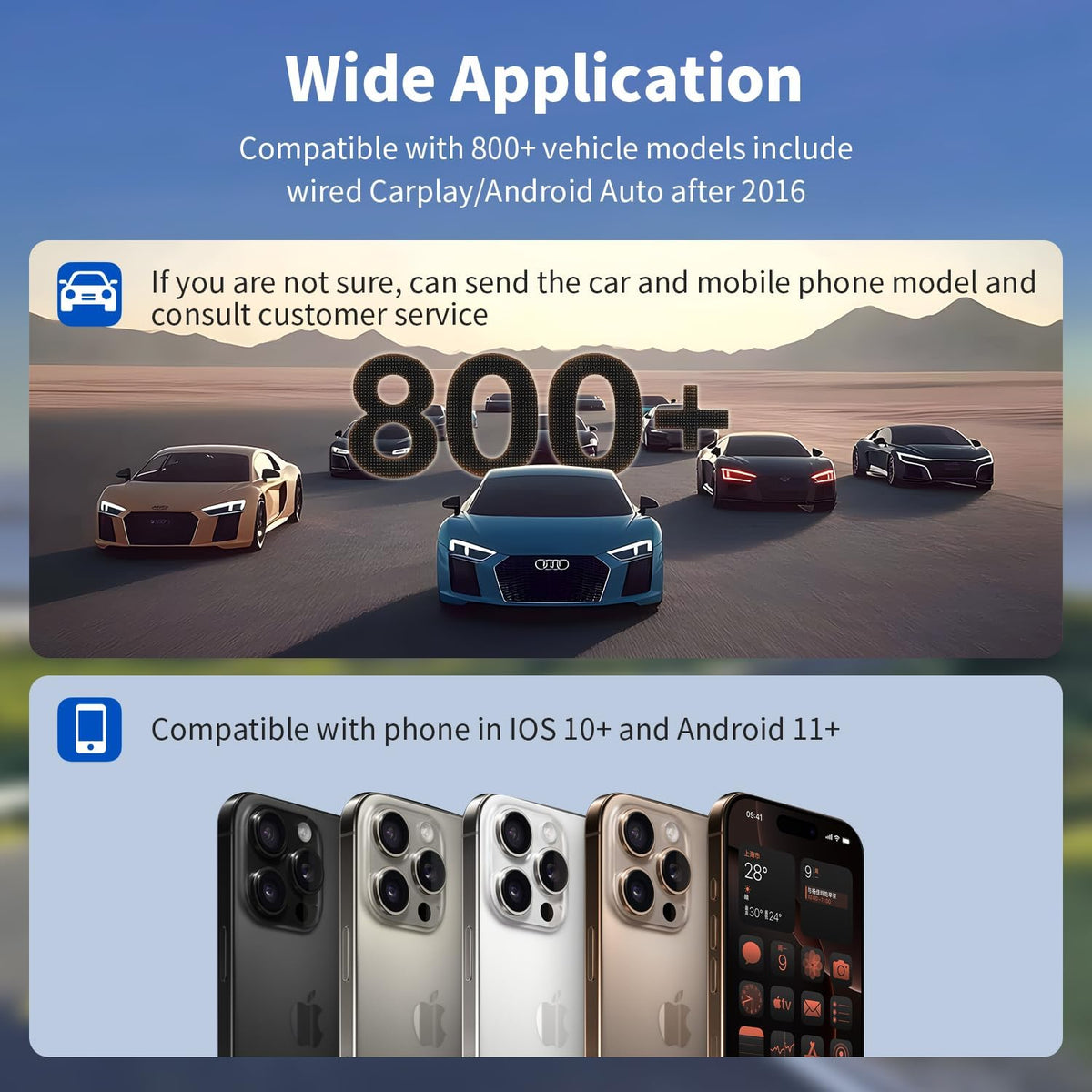 Leadtree 2 in 1 CarPlay Dongle,Convert Wired to Wireless,Wireless CarPlay Adapter&Wireless Android Auto Adapter, Connection Plug & Play Easy Setup Online Update,for Factory Wired Cars After 2016