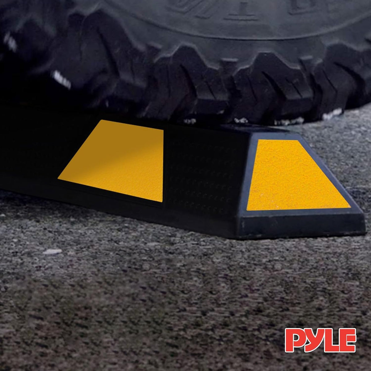 PYLE Curb Parking Garage Floor Stopper - 72 Inch Extra Wide Heavy Duty Rubber Parking Lot Stopper, for Vehicles Truck Driveway, Protect Pumpers From Cars Vans Trucks - Pyle PCRSTP14