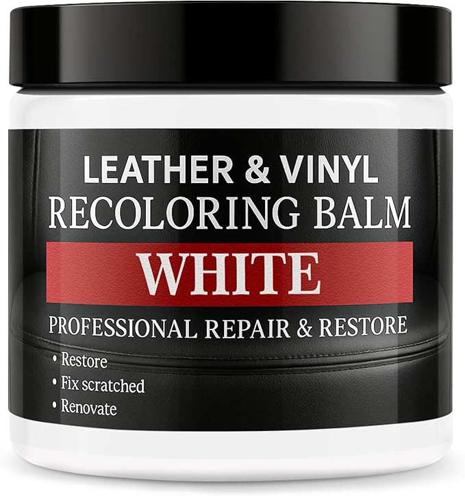 Leather Color Restorer, Recoloring Balm, Scratch Remover, Dye, Paint, Repair Kit for Furniture, Couches, Car Seats, Shoes, Bags, White