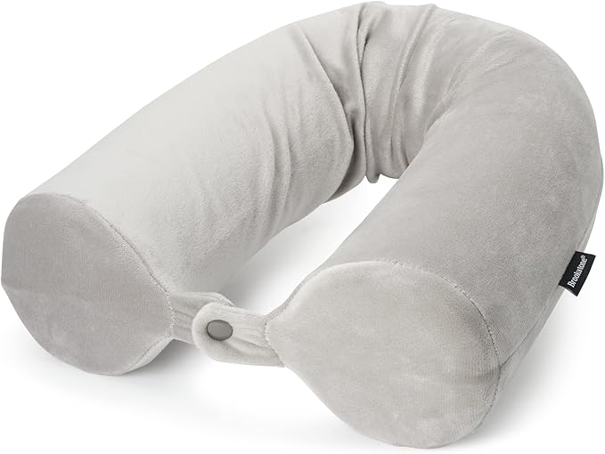 Brookstone Free Form Travel Pillow - Lightweight Flexible Memory Foam Travel Neck Pillow for Sleeping, Car, Airplane & Travel Support, Grey