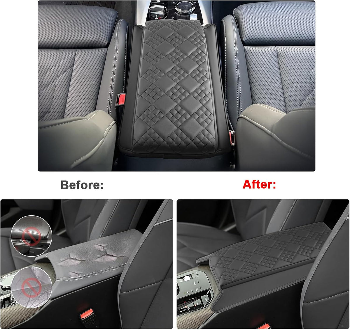 SXCY for 2025 BMW X3 Armrest Cover Pad for 2025 BMW X3 (30 / M50 xDrive) Accessories 2025 X3 Center Console Cover 2025 X3 Middle Console Cover Add Soft Cotton Cushion (Added-Pad)