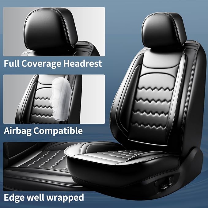CX-30 Car Seat Covers Custom Fit for Mazda CX-30 2020-2026, Full Coverage Premium Leather Waterproof Breathable Seat Covers, Automotive Seat Protectors, Airbag Compatible(2 Front Seats, Black)