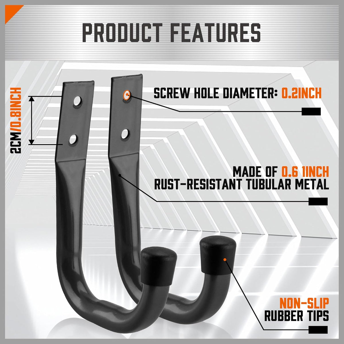 HORUSDY Garage Hooks Heavy Duty - 6Pcs 4.37 Inch Metal Garage Storage Hooks for Wall, Utility Hook for Hanging, Easy Use