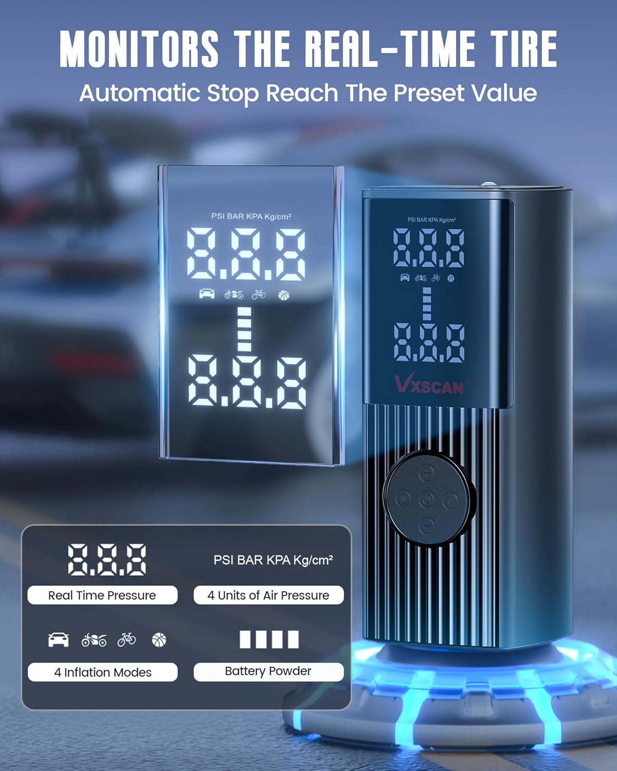 Tire Inflator Portable Air Compressor for Car Tires, 150 PSI & 20000mAh Battery 4X Fast Inflation Cordless Tire Pump, 12V DC & Cordless Dual Power Electric Air Pump for Car Motorcycle Bike Ball