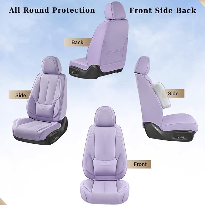 Coverado Seat Covers, Car Seat Covers Front Seats, Car Seat Cover, Car Seat Protector Waterproof, Car Seat Cushion Nappa Leather, Purple Seat Covers Carseat Cover Universal Fit for Most Cars
