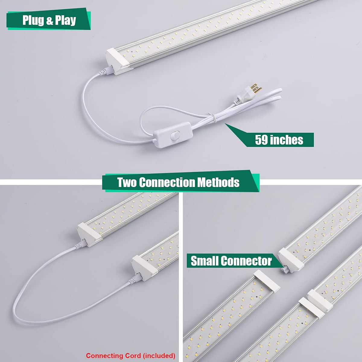 6 Pack LED Shop Light 4FT 60W, 8700LM Linkable Utility Garage Lights 5000K Daylight White Hanging/Mounted, Super Bright Under Cabinet Light