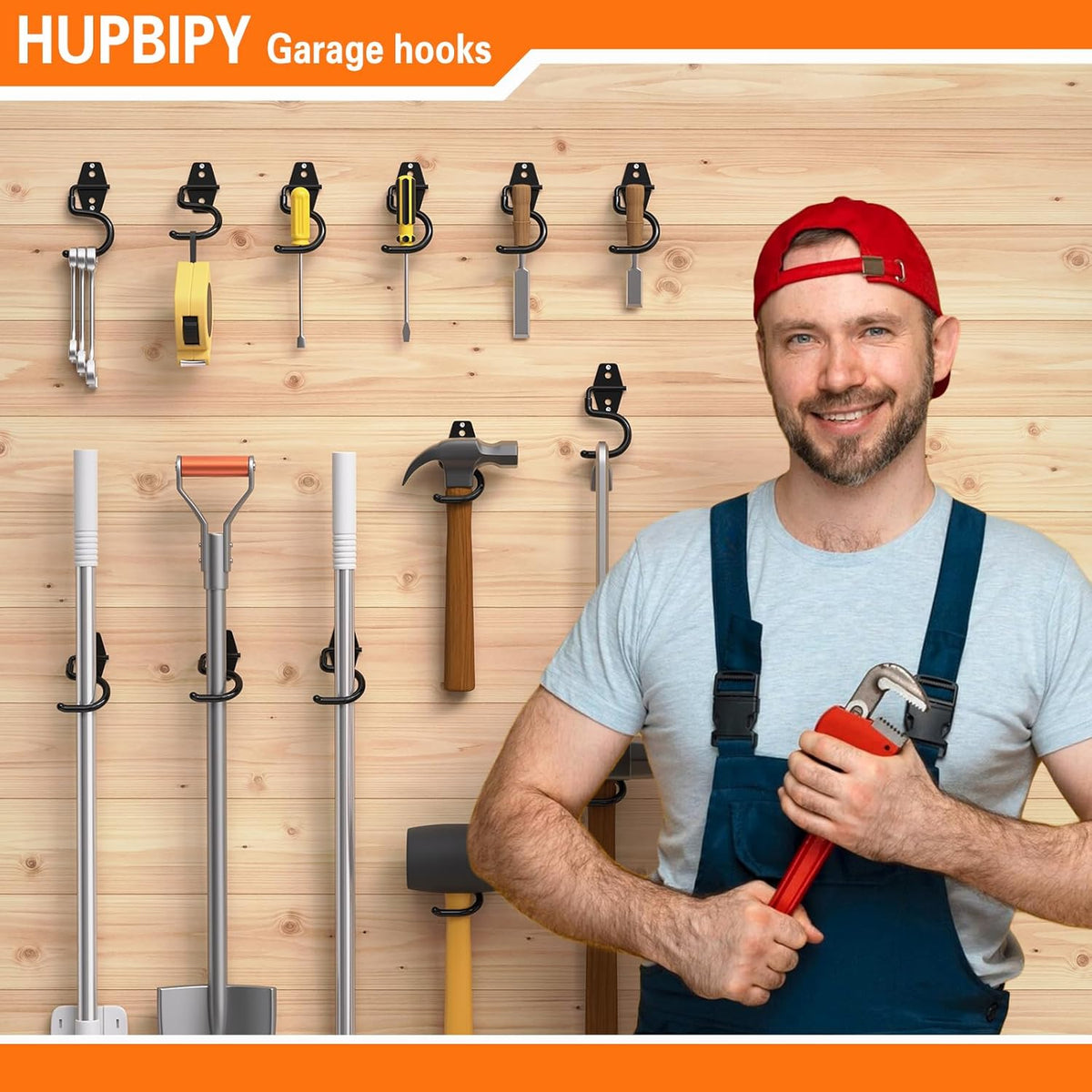 6 Pack Metal Garage Hooks, Heavy Duty S Hooks Tool Hangers for Garage Wall, Shed, Garden Storage Organizer