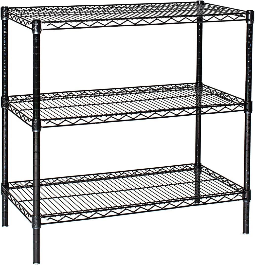 Omega 14" Deep x 60" Wide x 63" High 3 Tier Black Starter Shelving Unit