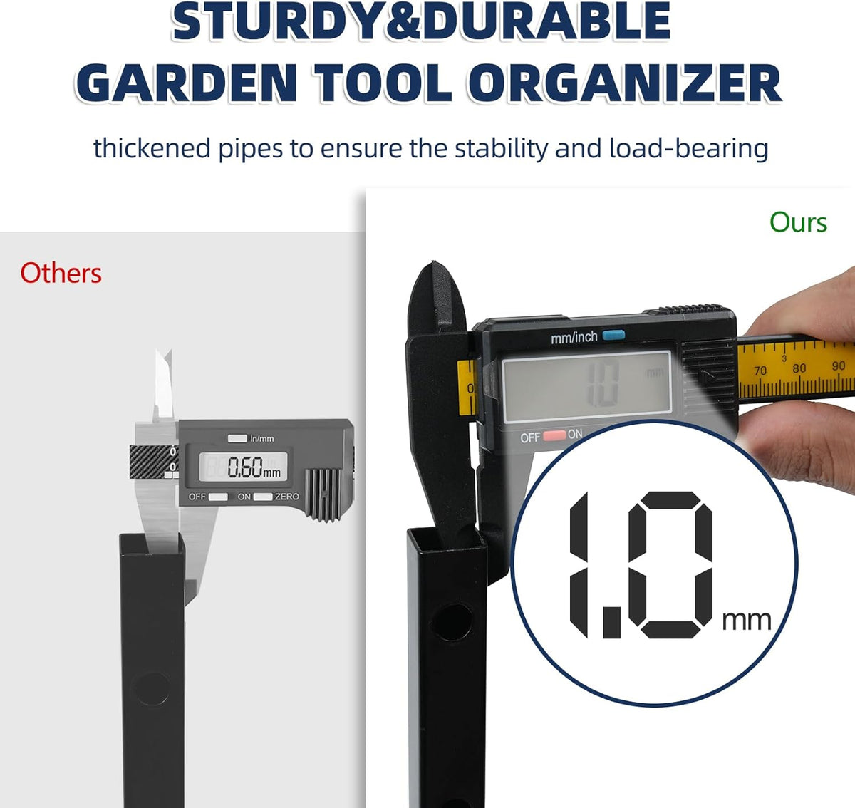 Heavy Duty Garden Tool Storage and Organizer, Yard Tool Organizer with Wheels, Thickened Metal Large Tool Organizers and Storage for Garage, Shed, Outdoor