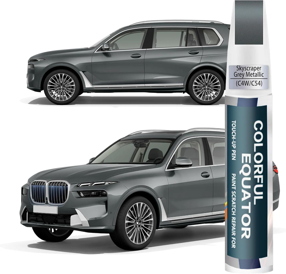 Skyscraper Grey Metallic(C4W/C54) Touch Up Paint for BMW, Car Paint Pen Scratch Repair Two-In-One Touch Up Paint, Premium Car Scratch Remover for Deep Scratches