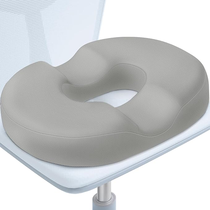 BlissTrends Donut Pillow Seat Cushion,Donut Chair Cushions for Postpartum Pregnancy & Hemorrhoids,Tailbone Pain Relief Cushion,Memory Foam Lifting Cushions for Office&Home Chairs (Light Grey)