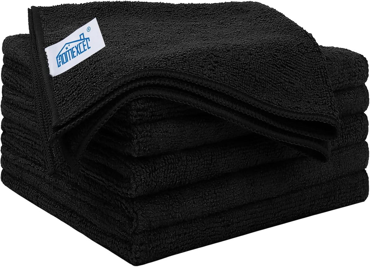 HOMEXCEL Black Microfiber Cleaning Cloth 50 Pack, 12.5 x 12.5 inch Microfiber Towels for Cars, Ultra Absorbent Car Washing Cloth, Lint Free Streak Free Cleaning Rags for Car, Kitchen, and Window