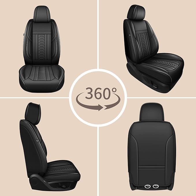 TTX LIGHTING for Nissan Sentra 2008-2026 Seat Covers: Waterproof Leather Seat Protector with Airbag Compatible (2 Front Seats,Black)