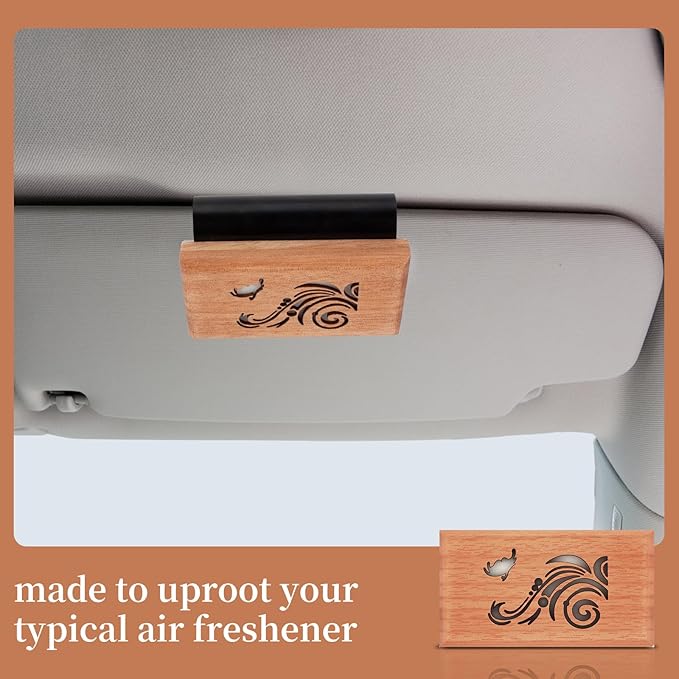 Wood Car Air Freshener - Car Odor Eliminator for Visor Clip, Vehicle Scent Diffuser for Cabin, Truck & SUV (Ocean)