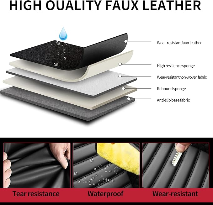 Fit Accord Car Seat Covers for Honda Accord 2003-2024 2025 2026 - Upgraded Premium Waterproof & Breathable Leather, Airbag Compatible, All-Weather Seat Cushion Protector (Full Set, Black)