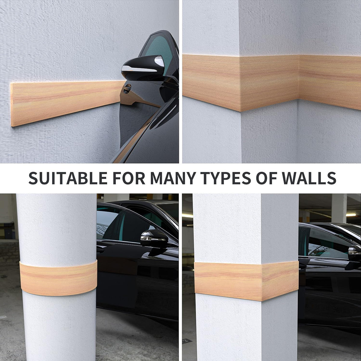 GWP01 Wood Grain Garage Wall Protector Car Door Protectors, Garage Accessories, Parking Stopper for Garage, Tool-Free, Designed in Germany (4.5mm Wood Grain)