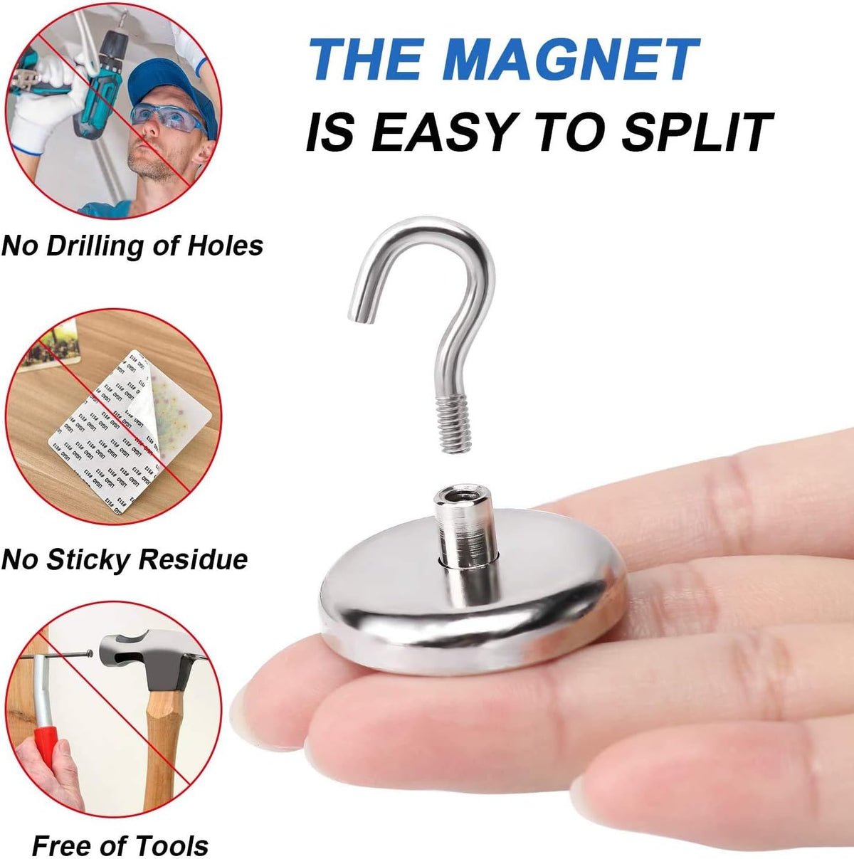 LOVIMAG 100LBS Heavy Duty Magnetic Hooks, Strong Neodymium Magnet Hooks for Hanging, Rare Earth Magnets with Hooks for Locker Accessories, Kitchen, Classroom, Office, Ceiling,Cruise Cabins, etc-12pcs