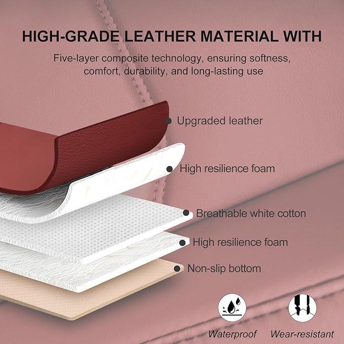 Car Seat Cover for Luxury & Comfort - PU Leather, Anti-Slip, Full Wrap Protection with Storage Pocket for Bottom Cushion - Universal Fit for 95% of Vehicles (Dull-red,1 Piece)