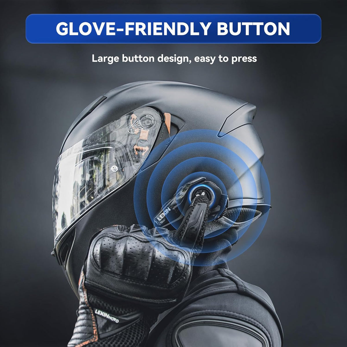 LEXIN G2P Motorcycle Helmet Bluetooth Headset, Group Intercom Communication System, FM Radio/ 6 Shells/Universal Pairing/Private Talk/Noise Cancellation, Fit for Snowmobile/ATV, 1 Pack