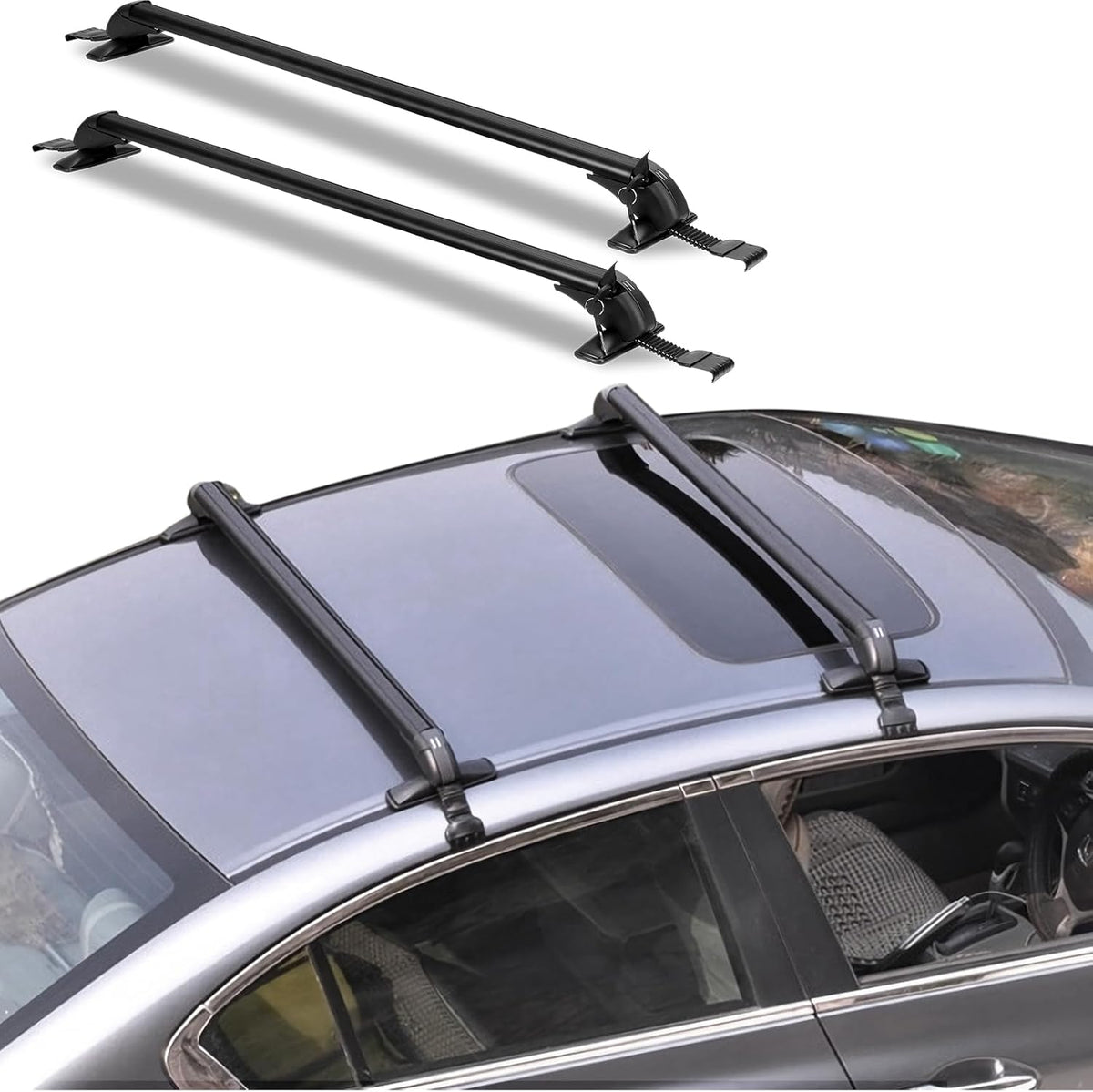 Universal Car Roof Rack, 43" Cross Bars with Anti-Theft Lock, Adjustable Aluminum Alloy Crossbars Heavy Duty Roof Crossbars for Car Roof Cargo Carrier, 165LBS Max Load