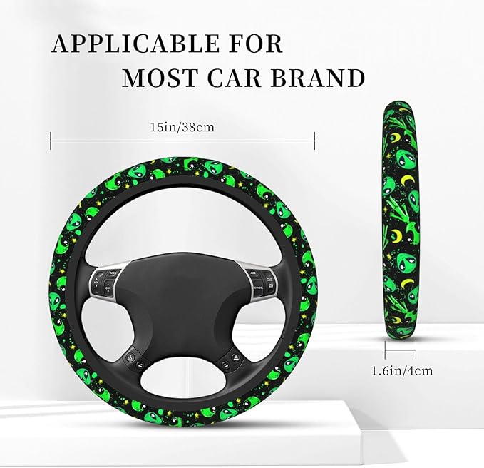 Aliens Steering Wheel Cover for Men Women Universal Car Accessories 15 Inch Neoprene Auto Interior Decor