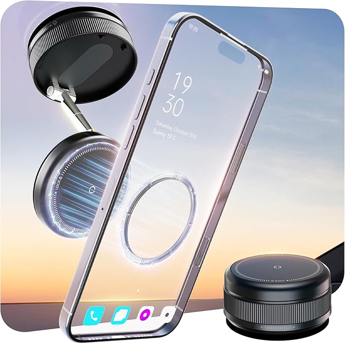 2026 Upgraded 360° Vacuum Magnetic Car Phone Holder for Magsafe [96+LBS Strongest Suction & 2800gf Strongest Magnetic], Adjustable Car Phone Mount for Your Car/Gym/Mirror/Shower for iPhone & Android
