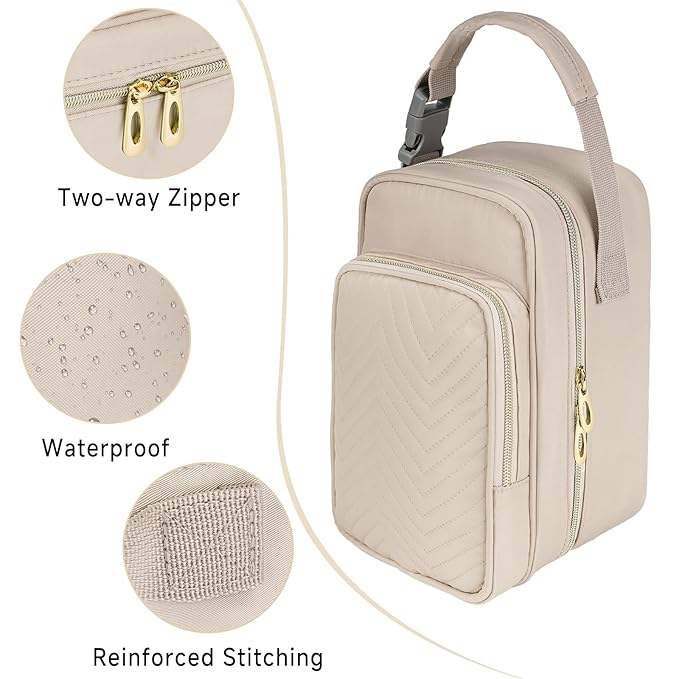 Breastmilk Cooler Travel Bag with Ice Pack,Portable Breastmilk Cooler Bag with Buckle Handle,Insulated Breastmilk Storage Bag Cooler,Apricot