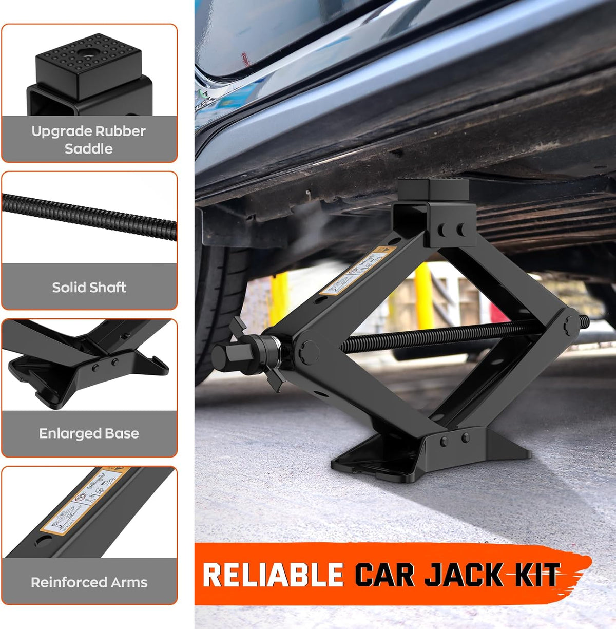 Universal Car Jack Kit Scissor Jack for Car 3 Ton 6614 LBS Spare Tire Changing Kit,Portable Tire Jack Repair Kit with Lug Wrench,Car Lifting Jack for Auto/SUV/MPV