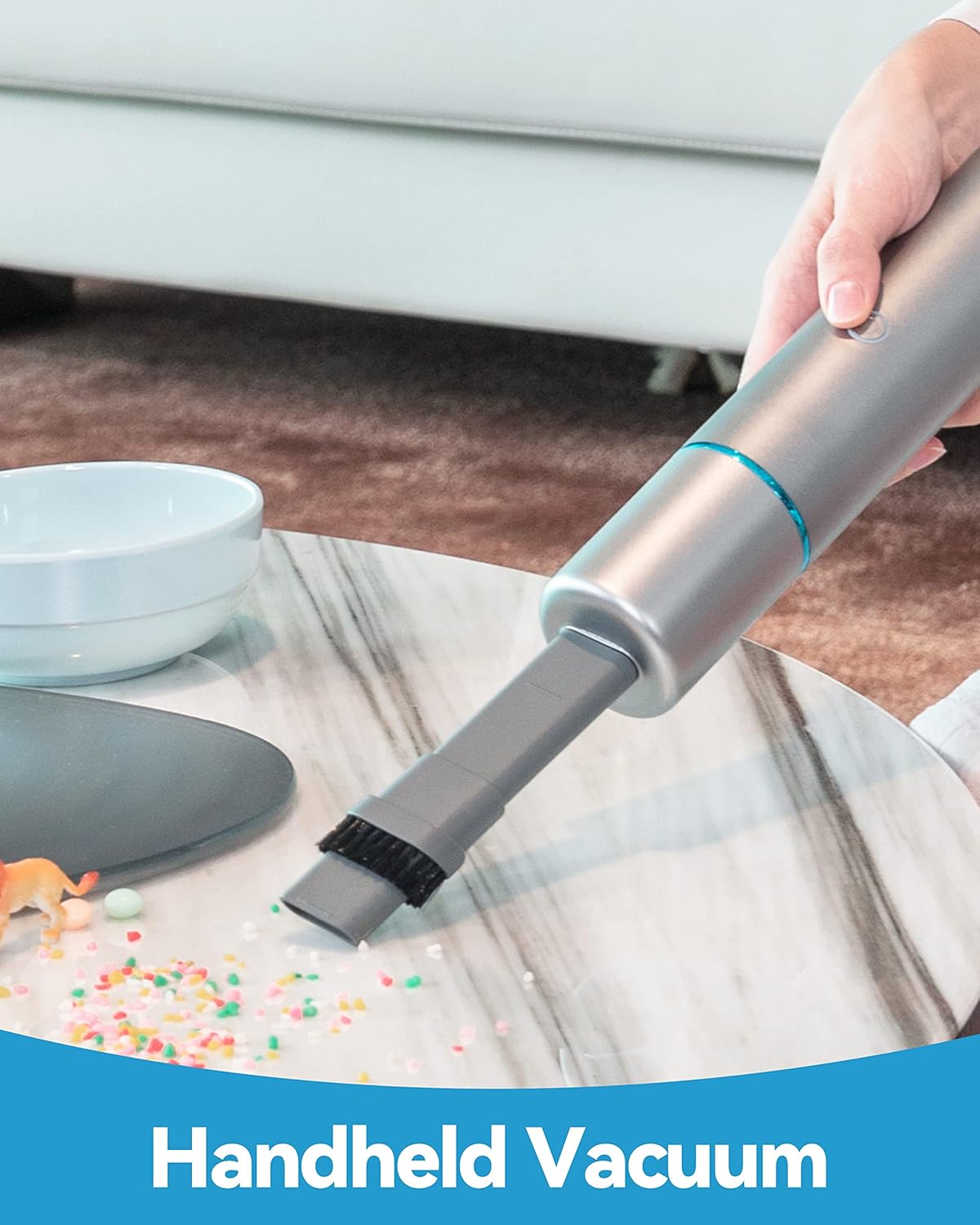 Brigii Crevice Vacuum, Handheld Vacuum & Air Duster & Hand Pump 3 in 1, Cordless Mini Vacuum, 3 Kinds of Crevice Nozzles, Lightweight 1lbs,USB Rechargeable-M2