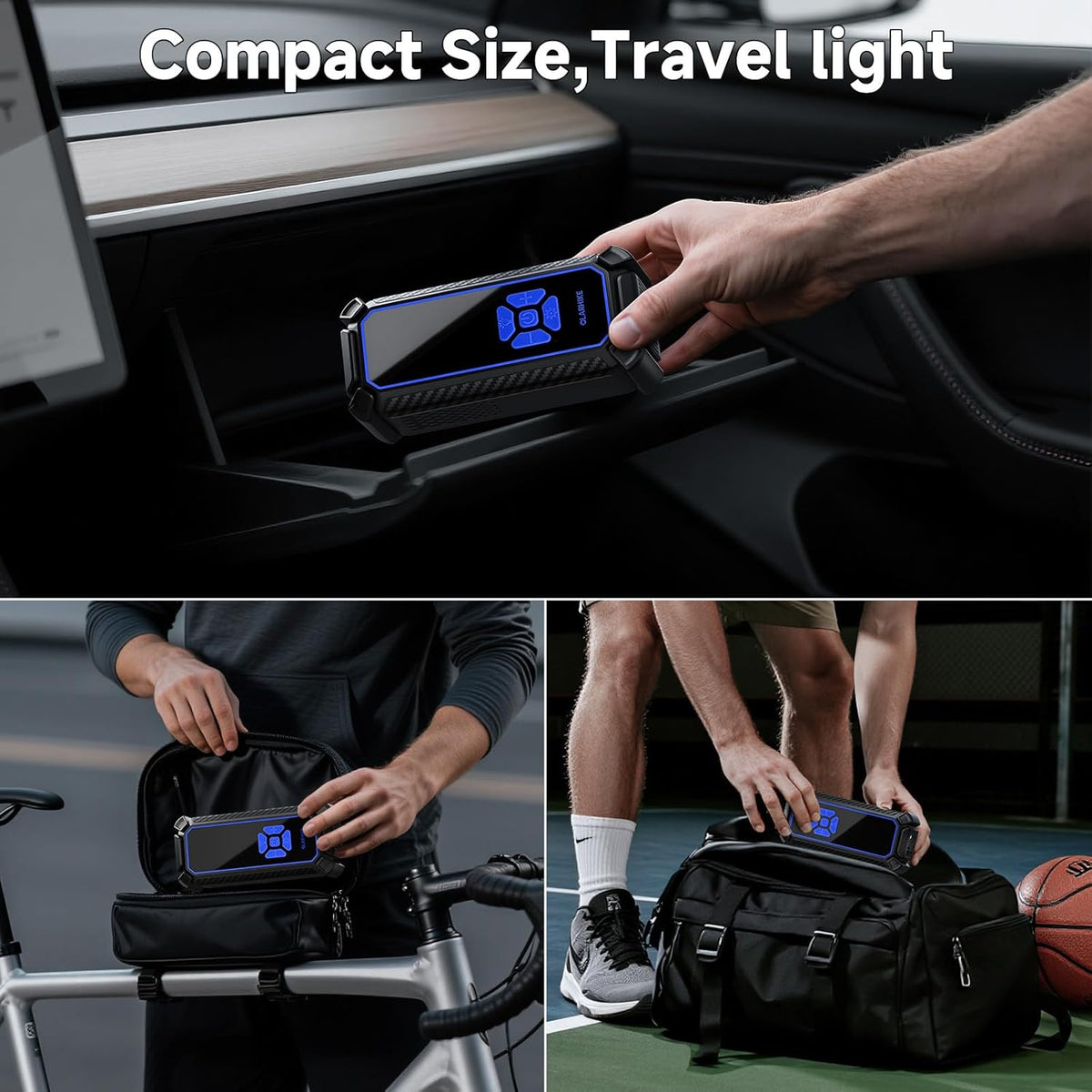 OlarHike Cordless Tire Inflator Portable Air Compressor, Quick Inflation, Air Pump for Car Tires, Pickup Truck, Motorcycle, Bicycle, Balls, Electric Pump with LED Light & Digital Pressure Gauge