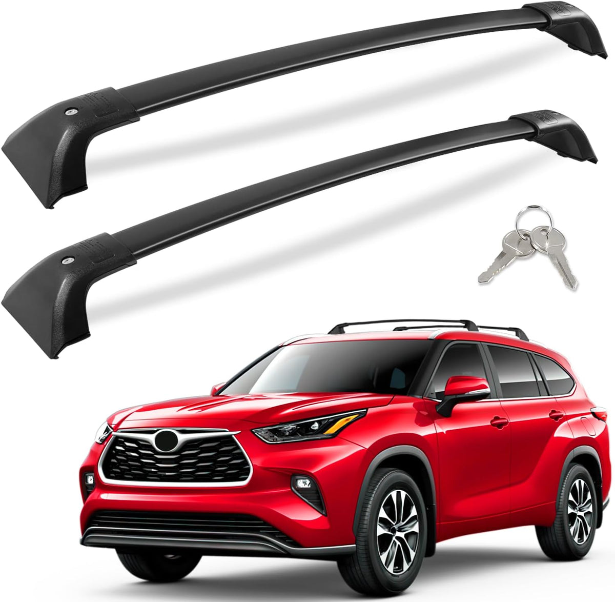 KINGGERI Lockable 260lbs Cross Bars Roof Racks Fit for Toyota Highlander 2020 2021 2022 2023 2024 2025 XLE Limited Platinum Hybrid, Heavy Duty Aluminum Metal Crossbar Luggage (NOT for L/LE/LE Hybrid
