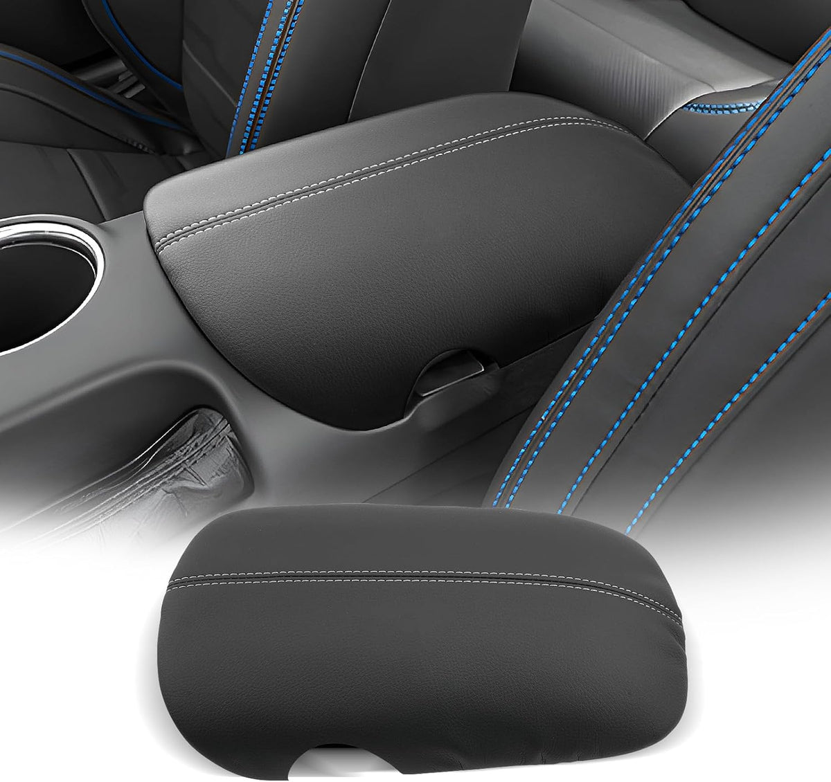 CDEFG for Ford Mustang 2024-2025 Center Console Cover Armrest Box Cover for Mustang 2024 2025 Accessories Console Arm Rest Protector White Line