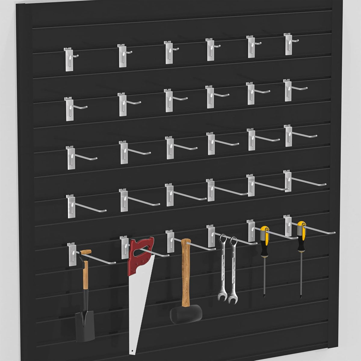 25 PK Silver 10 inch Wall Mounted Slatwall Hooks – Heavy-Duty Storage & Organization Solution