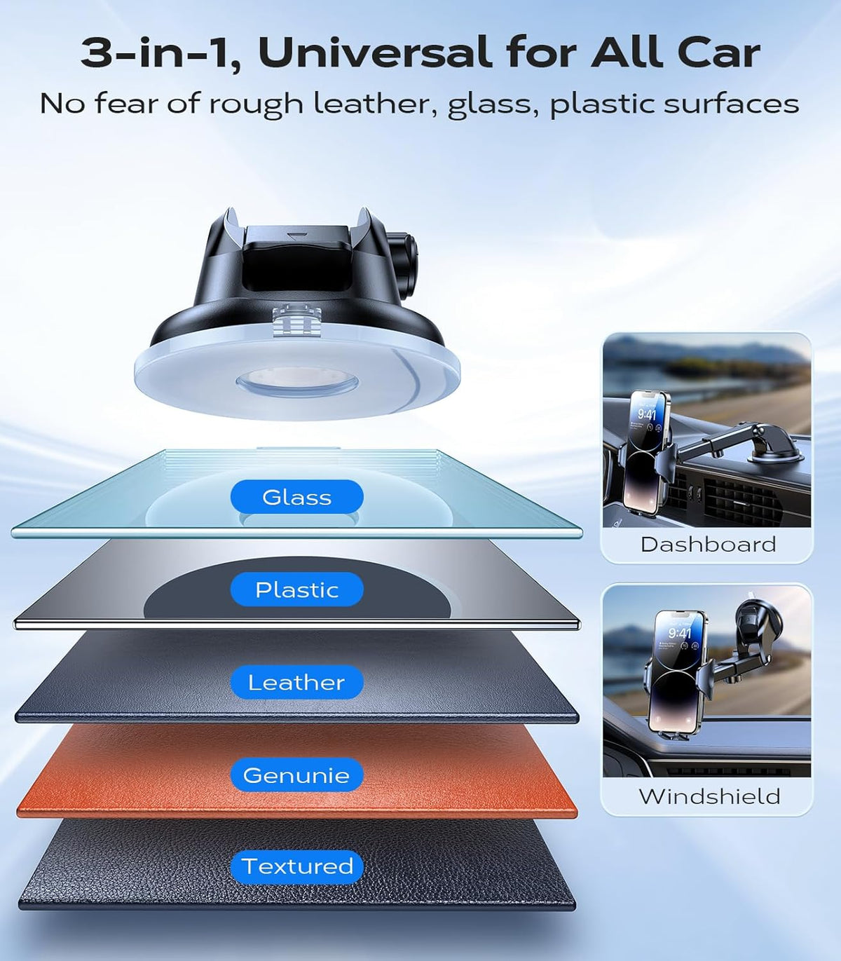 VICSEED [True Strongest Suction] [Rally Racing-Grade Stability] Phone Holders for Your Car 2025 Upgraded Car Phone Holder Mount Truck Stand Cradle for iPhone Samsung All Phones, Dark Blue