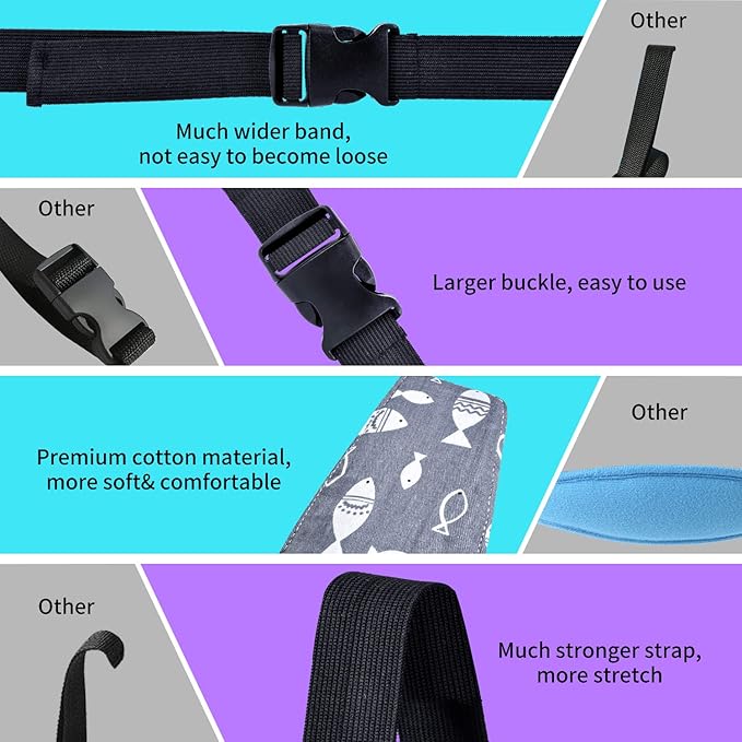 Baby Carseat Head Support,Car seat Straps Pillow Support Ban,Stroller Neck Relief Strap Headrest,Slumber Sling Sleep Positioner for Toddler Infants Child Children Kids(Gery Unicorn + Fish)