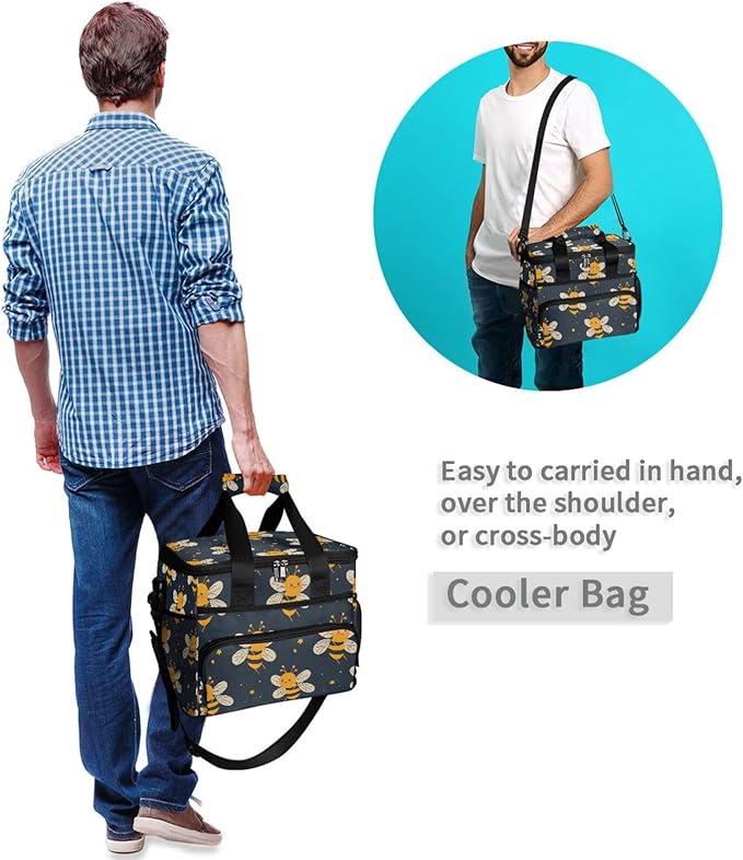 Cooler Bag Insulated Picnic Bag Large Lunch Box Reusable Tote Bag Soft Sided Portable Beach Cooler Grocery Camping