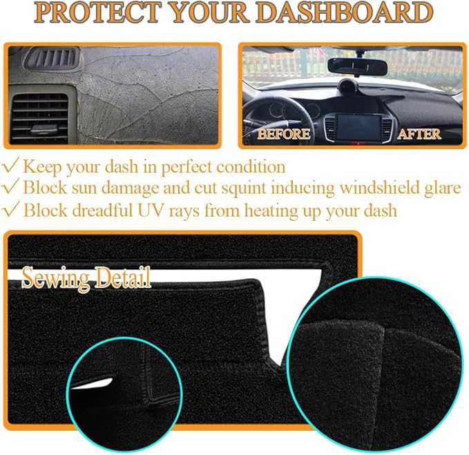 Yiz Dash Cover Mat Custom Fit for Ford F150 Pickup Truck 2004 2005 2006 2007 2008 / Lincoln Mark LT, Dashboard Cover Pad Carpet Protector J58 (Black)