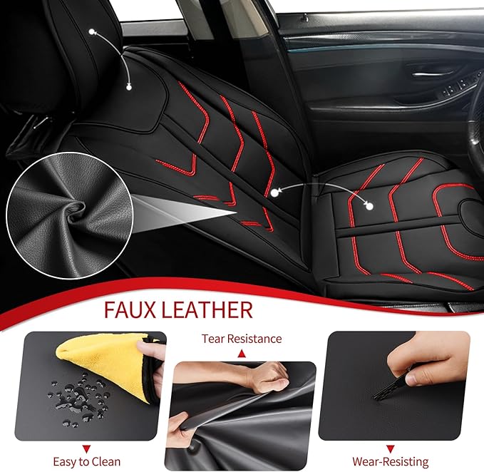 TTX LIGHTING Car Seat Covers fit for Honda Accord 2003-2017 Full Set: Premium Leather Automotive Seat Cover with Airbag Compatible Waterproof (5 Seats, Redline)