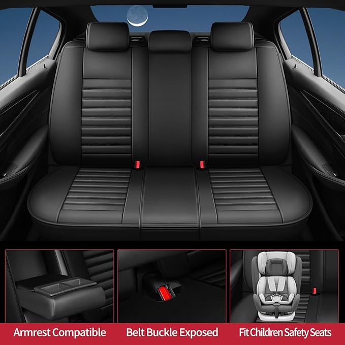 Fit Legacy Car Seat Covers(Only for 5 Seats Version)for Select Ford Legacy 2008-2024 2025 2026 - Full Coverage Leather,Airbag Compatible,Waterproof & All Weather Seat Cushion Protector(Black)