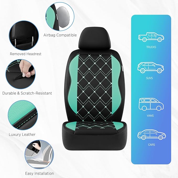 Road Comforts Seat Covers, Premium Leather Car Seat Covers Front Seat for Women Girls,Airbag Compatible, Automotive Seat Covers Universal Fit Most Cars,Vans,Truck,SUV