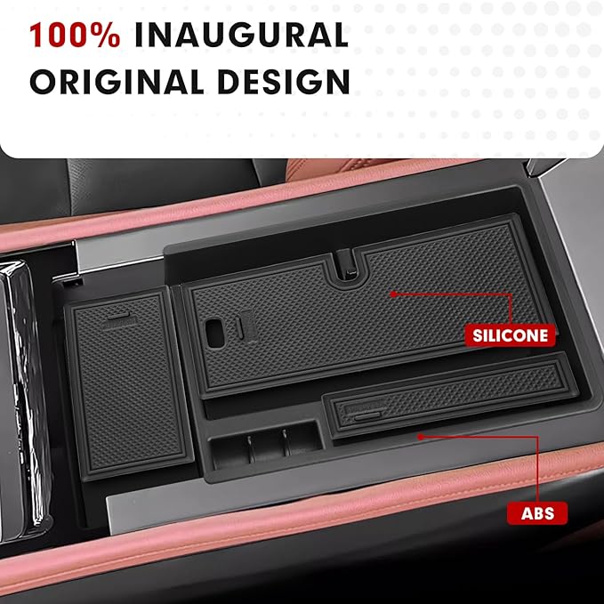 Autorder Center Console Organizer for 2024-2026 Chevrolet Blazer EV Accessories Armrest Storage Box Secondary Insert Tray with Anti-Slip Mat